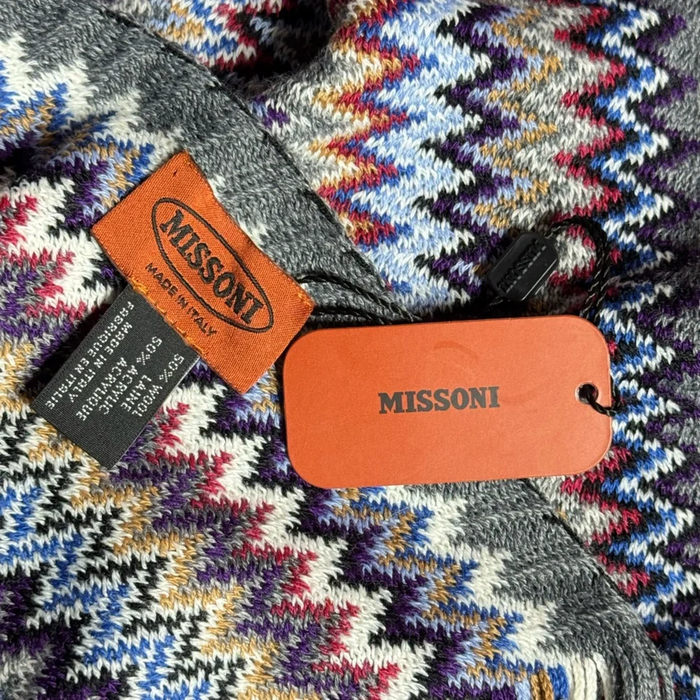 MISSONI Wool Blend Chevron Zig-Zag Scarf NWT